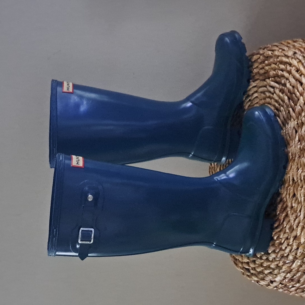 Hunter Youth Original Tall Wellington Rain Pull-On Boots Gloss Teal B4/G5‎
